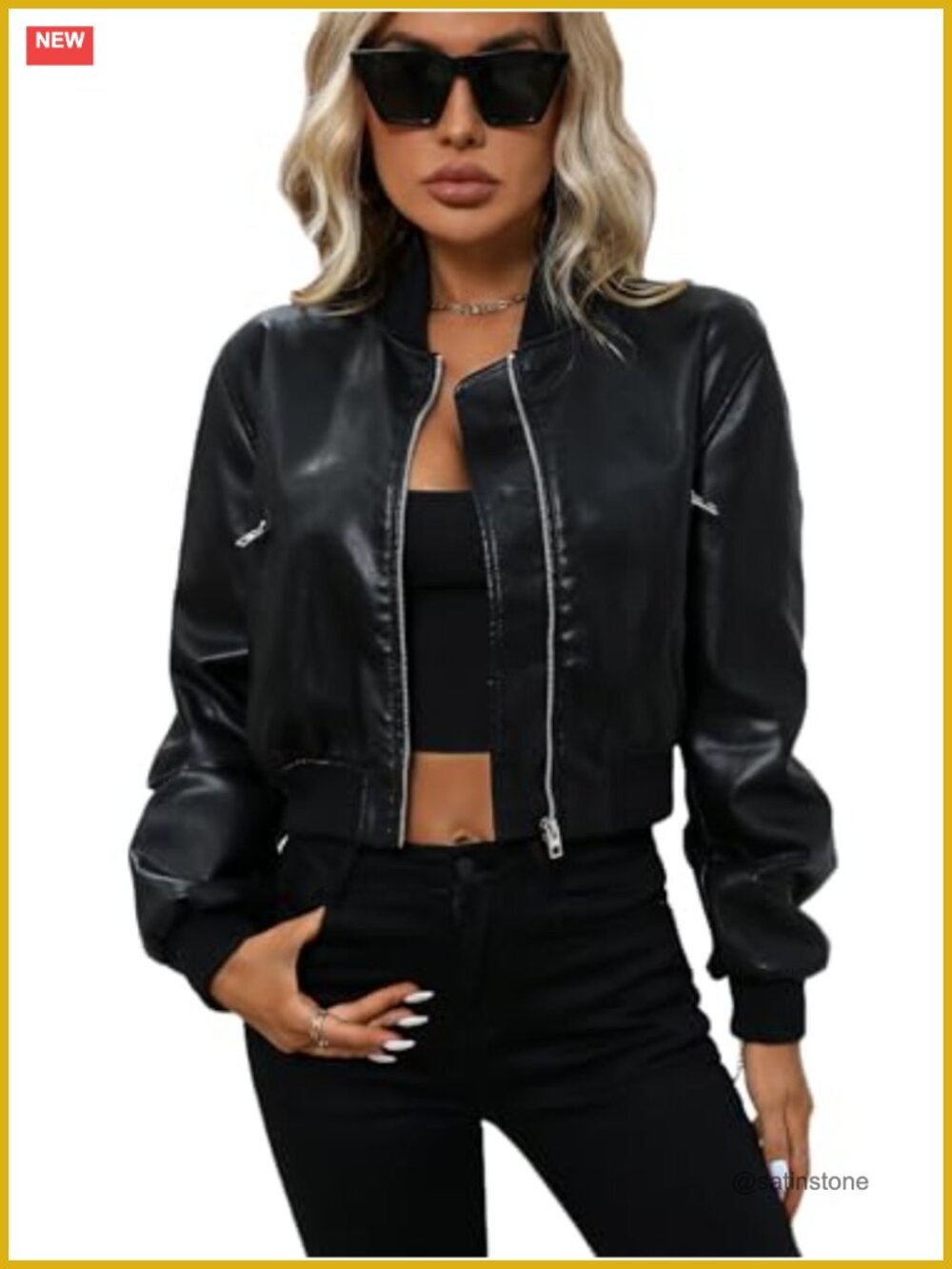 Faux Leather Varsity Jacket Biker Baseball Streetwear Casual Coat